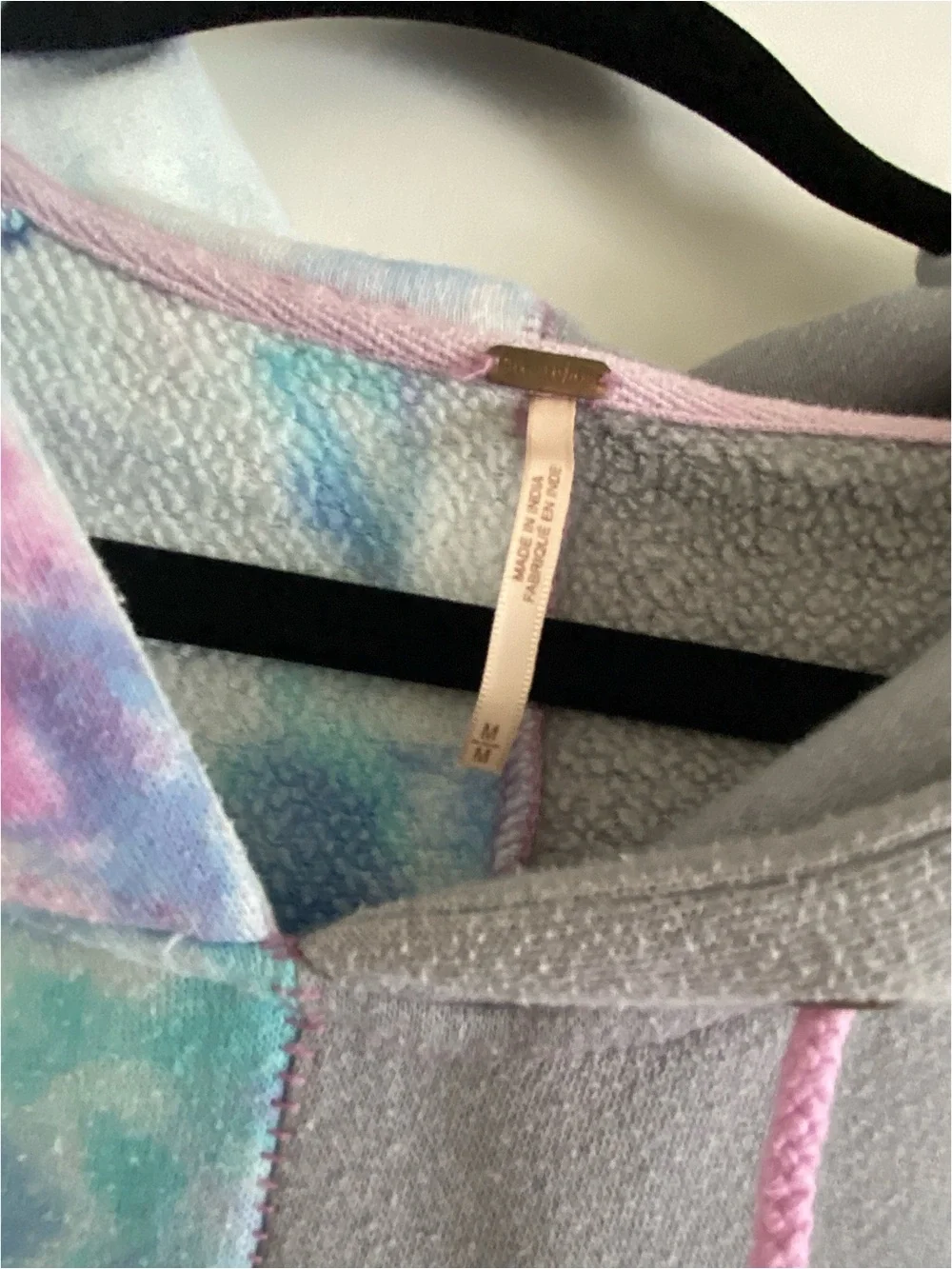 Free People RARE Two of a Kind Color Block Tie Dye Hooded Sweatshirt Size XL